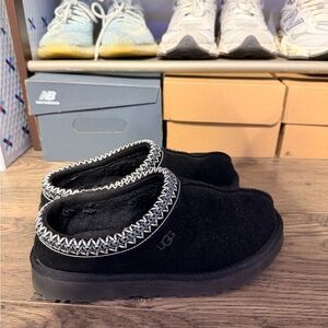 UGG Black Slip-On Clogs with Zigzag Trim